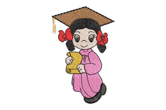 Girl with Graduation Cap with Diploma Embroidery Review